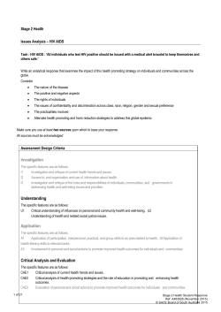 Tasks 4 and 5 - Student 1 Response - HIV/AIDs and