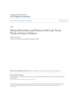 Musical Invention and Poetry in the Late Vocal Works of Anton
