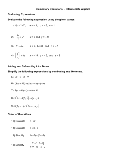 Elementary Operations &ndash; Intermediate Algebra Evaluating