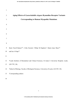 Aging Effects of Caenorhabditis elegans Ryanodine Receptor