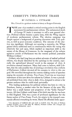 cobbett`s two-penny trash - The Journal of the Rutgers University