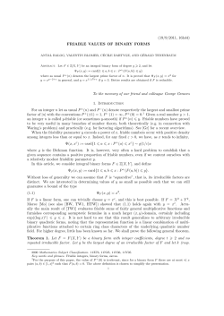 (19/9/2011, 16h44) FRIABLE VALUES OF BINARY FORMS