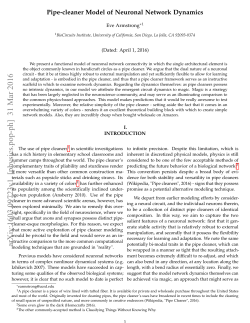 Pipe-cleaner Model of Neuronal Network Dynamics