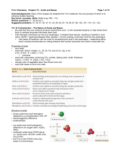 Tro`s Chemistry Chapter 15 – Acids and Bases Page 1 of 12