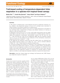 Traitbased scaling of temperaturedependent foliar respiration in a