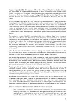 THE departure of Town Clerk Dr Tendai Mahachi from the City of