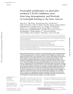 Neutrophil mobilization via plerixafor- mediated CXCR4