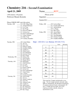 Chemistry 216 - Second Examination