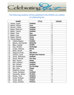 The following students will be published in the SPRING 2015 edition