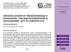 Interactive comment on &ldquo;Dendroclimatology in Fennoscandia