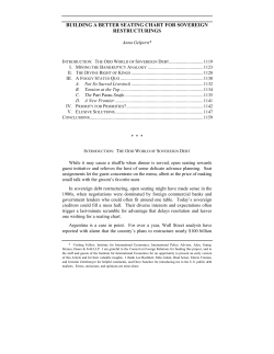 Paper: Building a Better Seating Chart for Sovereign Restructurings