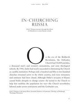 In-Churching Russia - Pittsburgh Theological Seminary