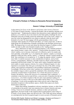 D`Israeli`s Peritext: A Preface to Romantic