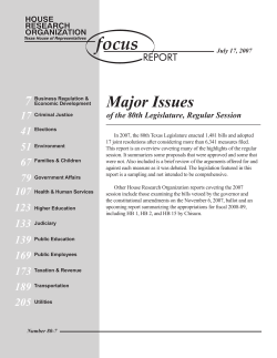 Major Issues - House Research Organization