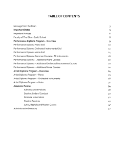 TABLE OF CONTENTS - The Royal Conservatory of Music