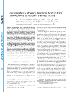 Apolipoprotein E: structure determines function