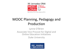 MOOC Planning, Pedagogy and Production