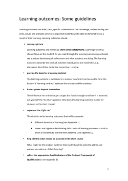 Notes for Learning Outcomes session