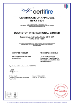 CERTIFICATE OF APPROVAL No CF 5324 DOORSTOP