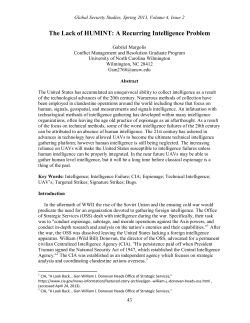The Lack of HUMINT - Global Security Studies