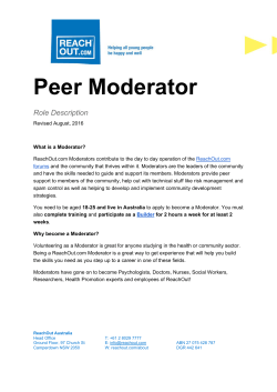 Peer Moderator - About ReachOut Australia