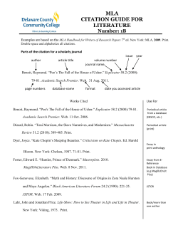 MLA CITATION GUIDE FOR LITERATURE