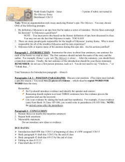 Ninth Grade English &ndash; Jones - 5 points if rubric not turned in The