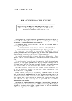 PIOTR LENARTOWICZ SJ THE LOCOMOTION OF THE HOMINIDS