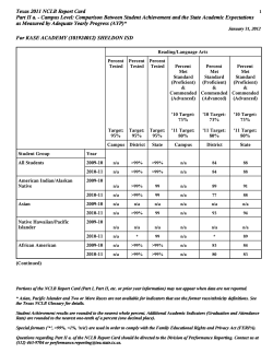 Texas 2011 NCLB Report Card Part II a.
