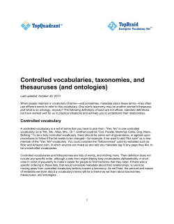 Controlled vocabularies, taxonomies, and thesauruses (and