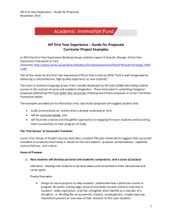 First Year Experience &ndash; Guide