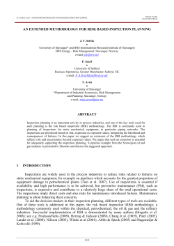 AN EXTENDED METHODOLOGY FOR RISK BASED INSPECTION PLANNING