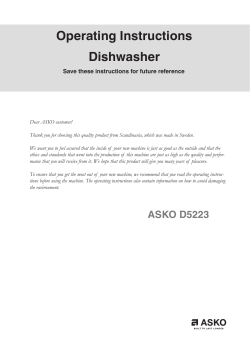 Operating Instructions Dishwasher
