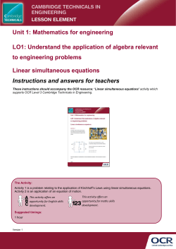Linear Simultaneous equations