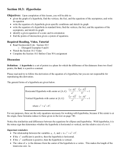 Section 10.3: Hyperbolas