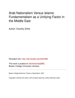 Arab Nationalism Versus Islamic Fundamentalism as a Unifying