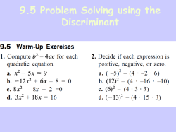 Problem Solving using the Discriminant