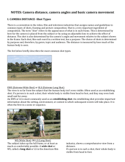 NOTES: Camera distance, camera angles and basic