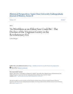 The Decline of the Virginian Gentry in the Revolutionary Era