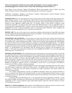 TITLE: Evaluating Role of Multi-Parametric MRI and PI