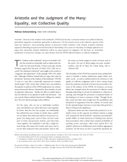 Aristotle and the Judgment of the Many: Equality, not Collective Quality