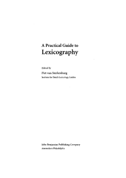 Lexicography - KNAW Research Portal