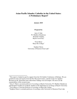 Asian Pacific Islander Catholics in the United States: A Preliminary