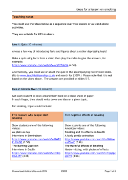 Ideas for a lesson on smoking Teaching notes