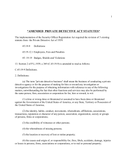 Amended Private Detective Act Statutes
