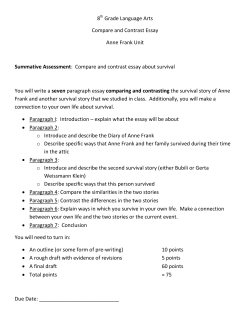 8 Grade Language Arts Compare and Contrast Essay Anne Frank
