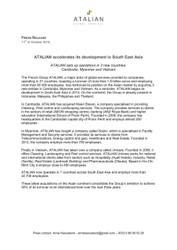 11/10/2016 ATALIAN accelerates its development in South East Asia