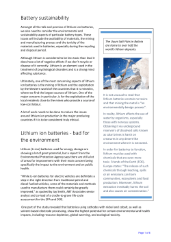 Battery sustainability Lithium ion batteries - bad for the