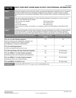FACTS WHAT DOES WEST SHORE BANK DO WITH YOUR
