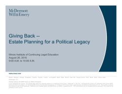 Giving Back -- Estate Planning for a Political Legacy